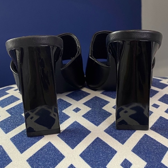 Black high heel open toe slide mules sandals Sz 6.5 Justfab - Picture 5 of 6